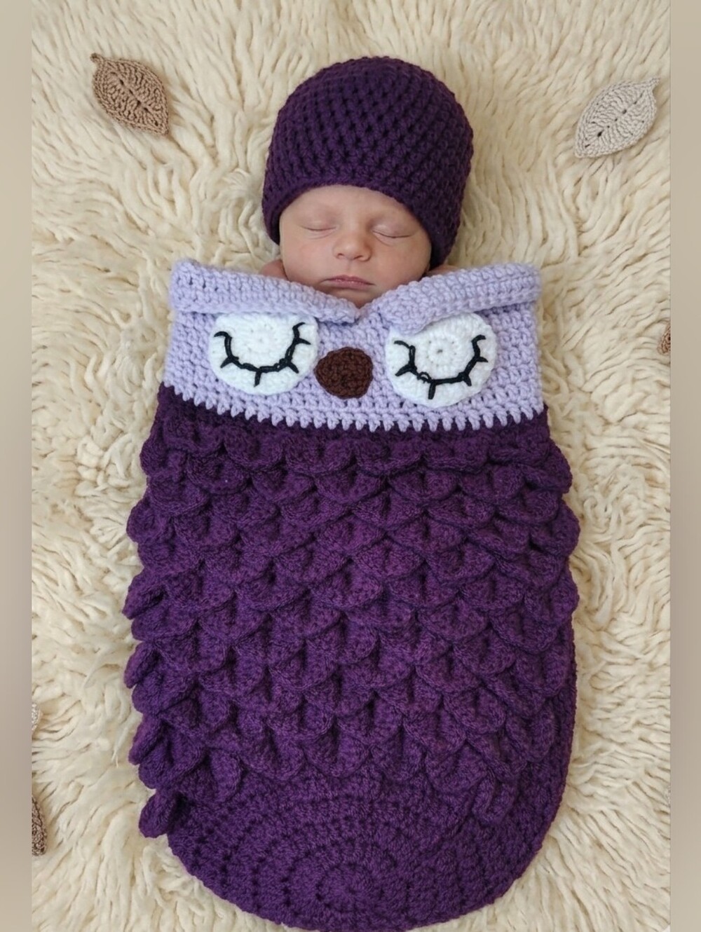 Handmade Baby Crochet Owl Cocoon